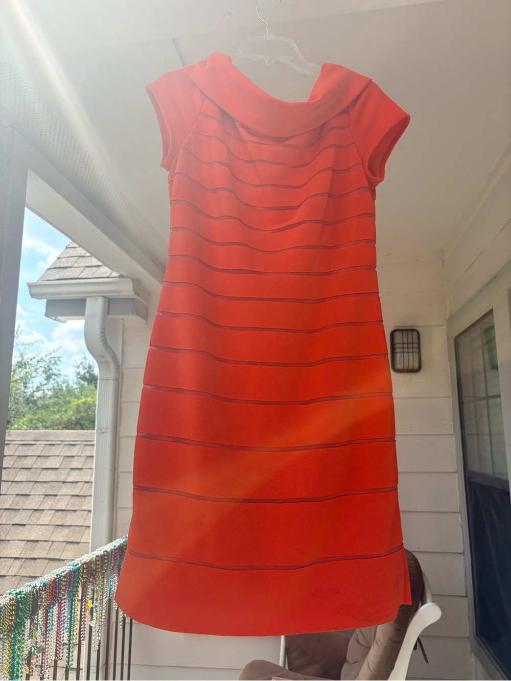 Chetta B Women's Red Shift Dress with Cowl Neck